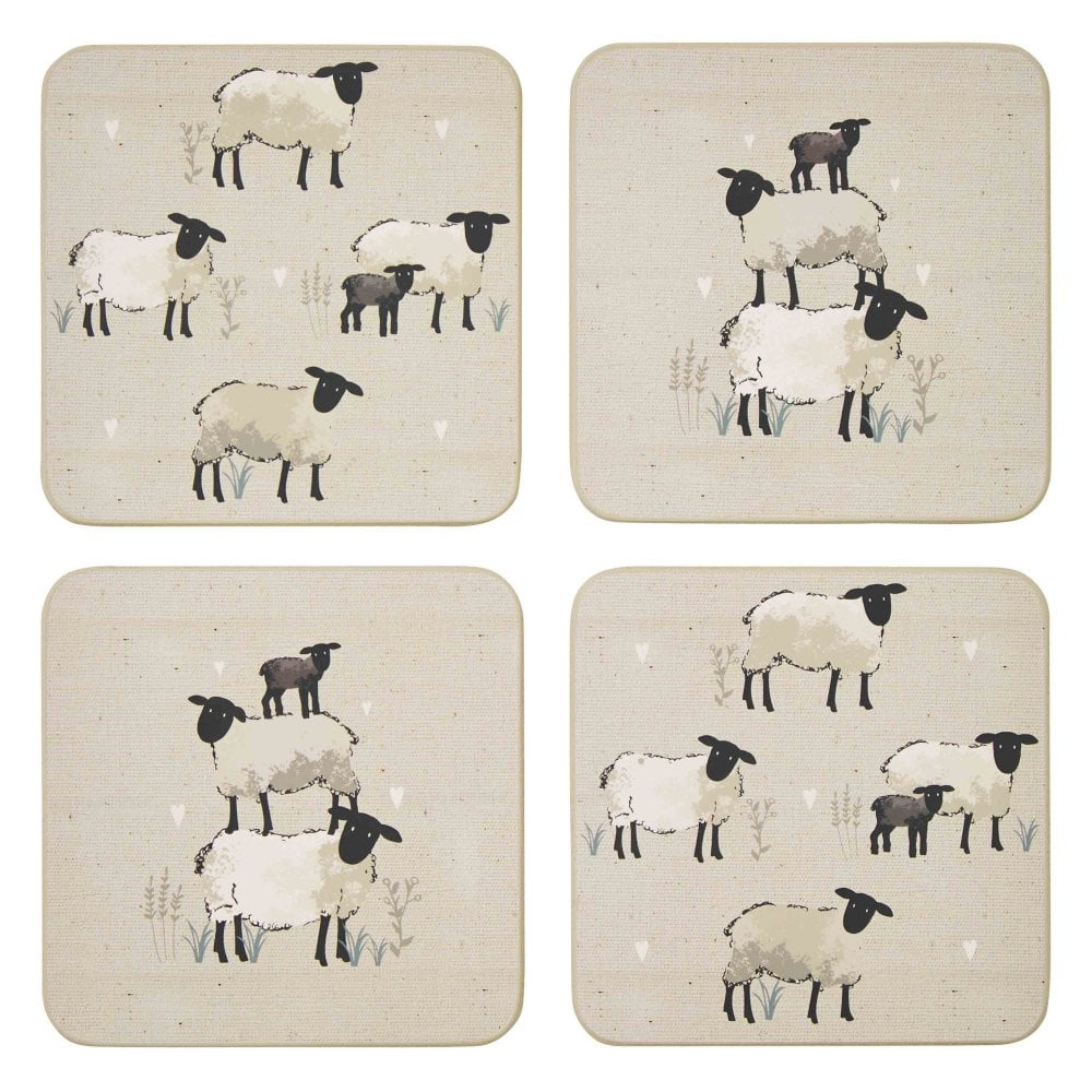 Highland Sheep Set Of 4 Coasters 