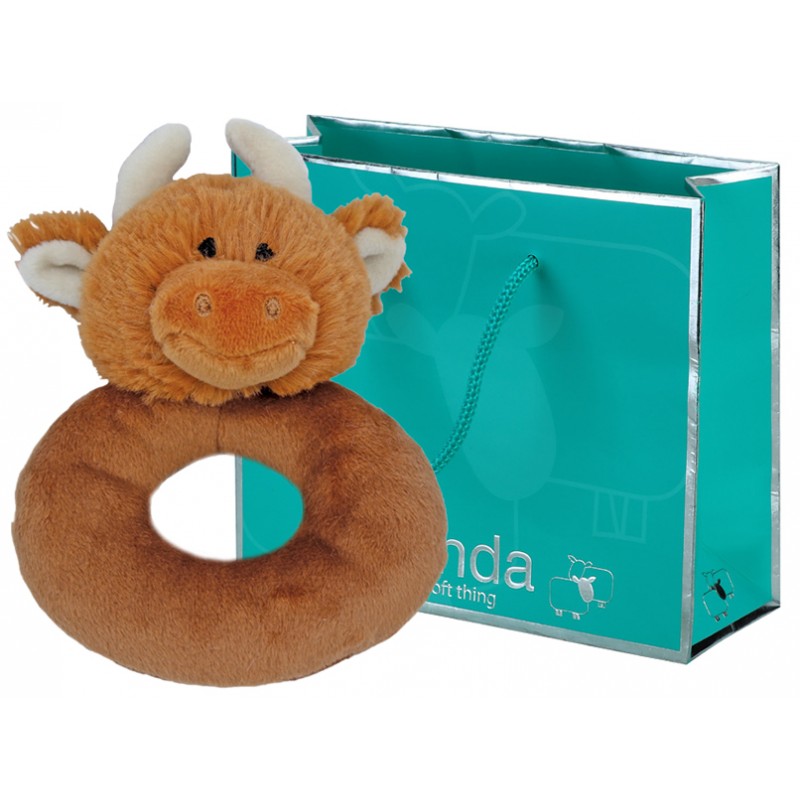 HIGHLAND COO BABY RATTLE W SMALL BAG 