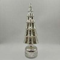 Xmas Tree Glass 36cm Rotating Led Tree With Mercury
