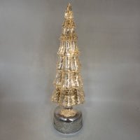 Xmas Tree Glass 36cm Rotating Led Tree With Mercury