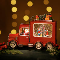 Lantern Snowing Truck With Santa And Xmas Tree