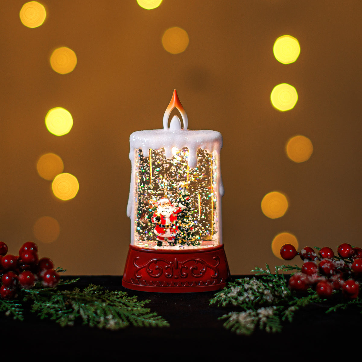 Lantern Candle Mini With Santa