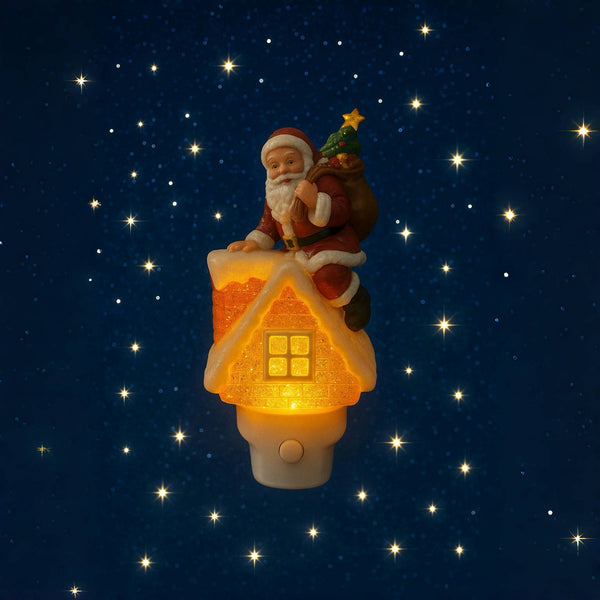 Night Light Twinkle Tide Plug-in Santa On Chimney