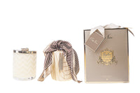 Cote Noire Candle & Scarf Cream Herringbone - Gold Lid With Bee