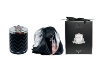 Cote Noire Candle & Scarf Black Herringbone - Gold Lid - Red Bee