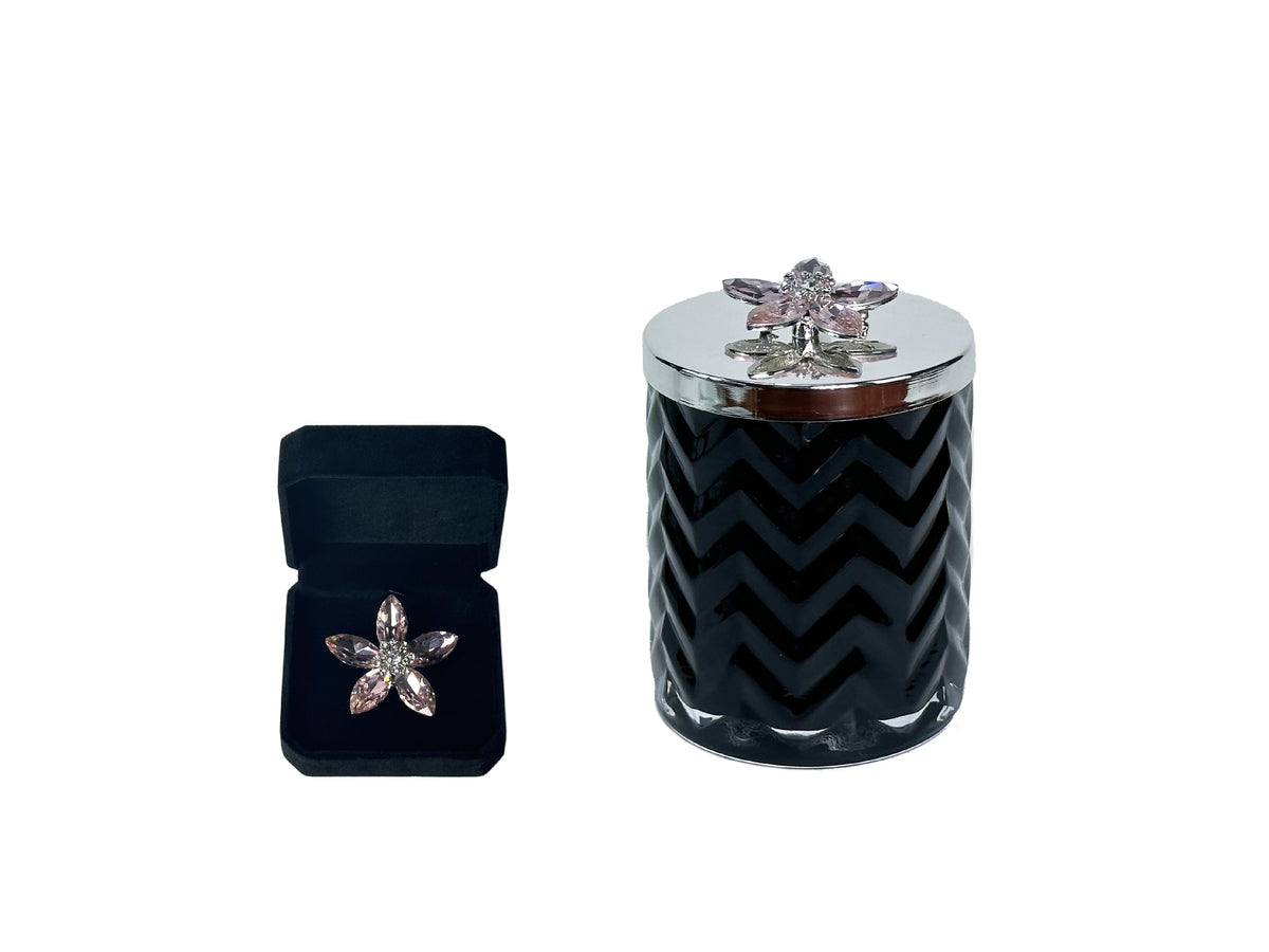 Cote Noire Candle & Scarf Black Herringbone - Gold Lid - Red Bee