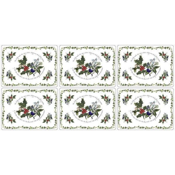 Christmas  Placemats Holly & Ivy Set Of 6