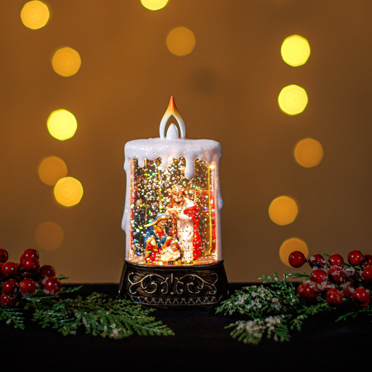 Lantern Candle Mini With Nativity