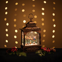 Lantern Snowing French With Santa Sleigh