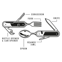 Camping Cutlery Tool, Wood