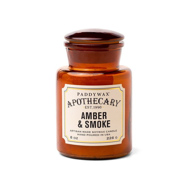 Apothecary Glass Candle 8oz - Amber & Smoke