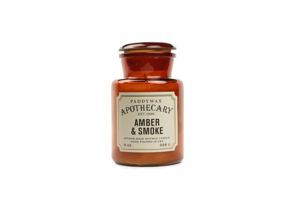 Apothecary Glass Candle 8oz - Amber & Smoke
