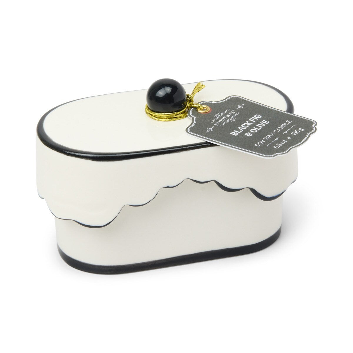 Candle Cherie Porcelain Ceramic W/black Lid - Black Fig And Olive