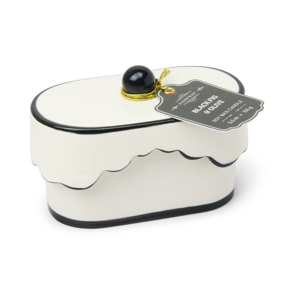 Candle Cherie Porcelain Ceramic W/black Lid - Black Fig And Olive