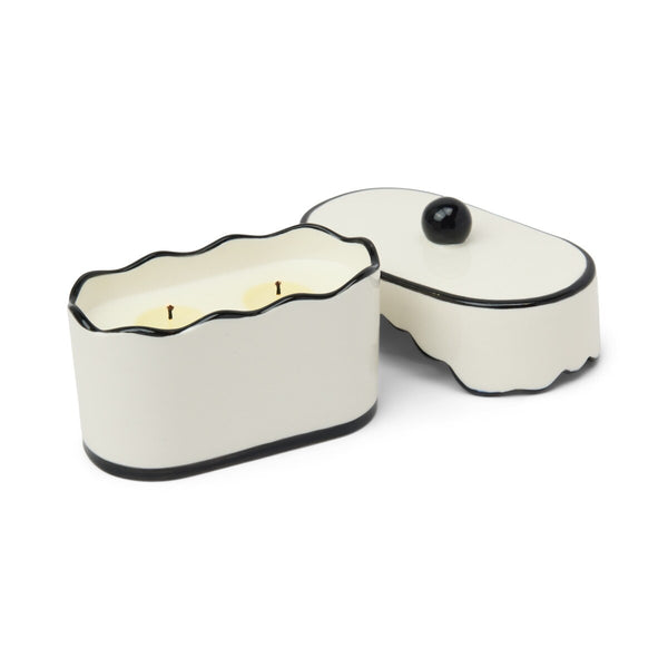 Candle Cherie Porcelain Ceramic W/black Lid - Black Fig And Olive