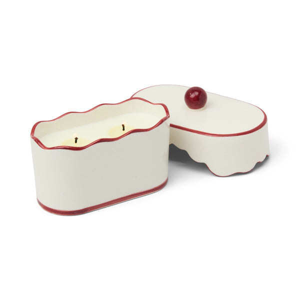 Candle Cherie Porcelain Ceramic W/red Lid - French Linen And Orris