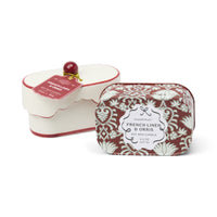 Candle Cherie Porcelain Ceramic W/red Lid - French Linen And Orris
