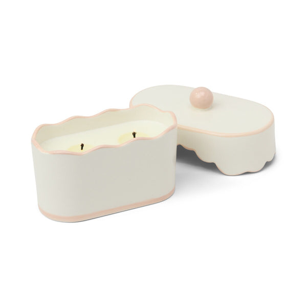Candle Cherie Porcelain Ceramic Dish W/pink Lid - Yuzu Woods