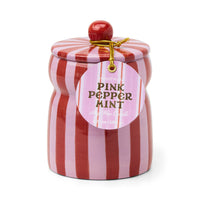 Cabana 6.5oz Red/pink Striped Cabana With Lid - Winter Berry