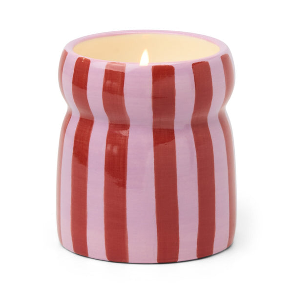 Cabana 6.5oz Red/pink Striped Cabana With Lid - Winter Berry