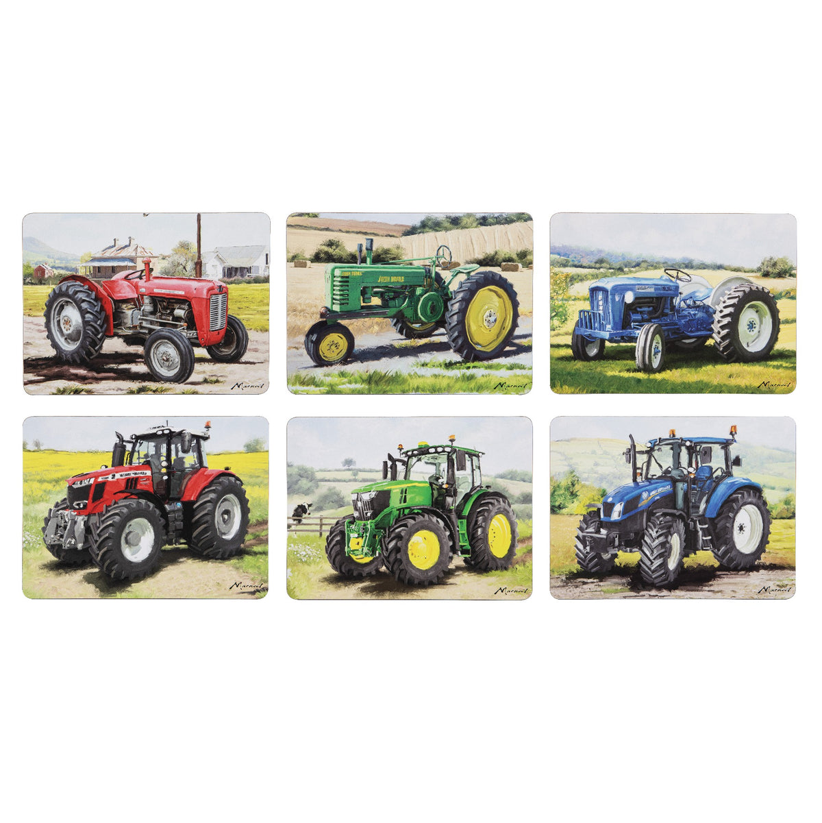 Tractors Then/now Placemats Set Of 6