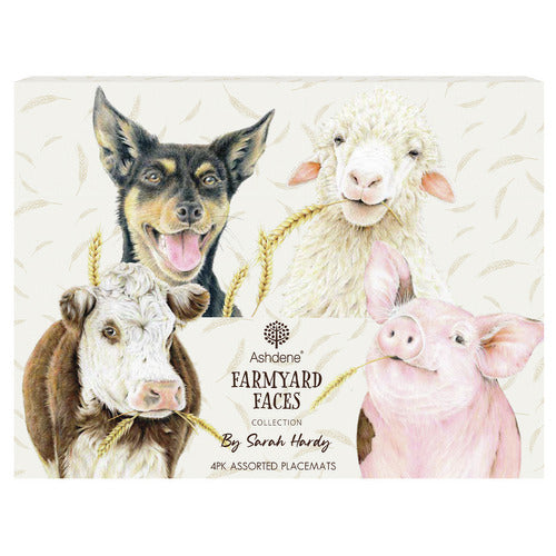 FARMYARD FACES ASSORTED 4PK PLACEMATS 