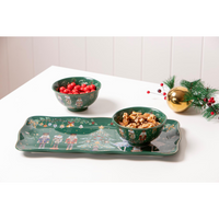 CHRISTMAS WONDERLAND GREEN RECTANGLE PLATE 