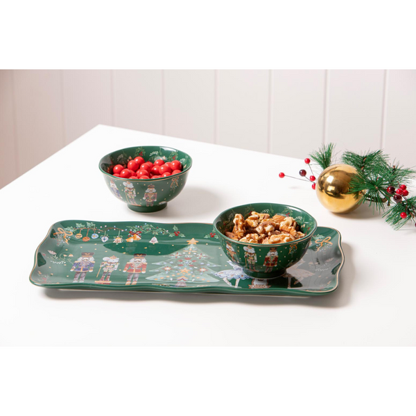 CHRISTMAS WONDERLAND GREEN RECTANGLE PLATE 