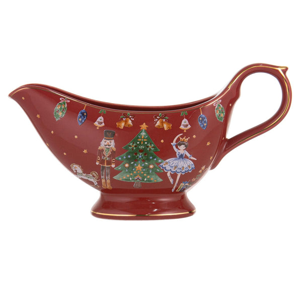 CHRISTMAS WONDERLAND BURGUNDY GRAVY BOAT