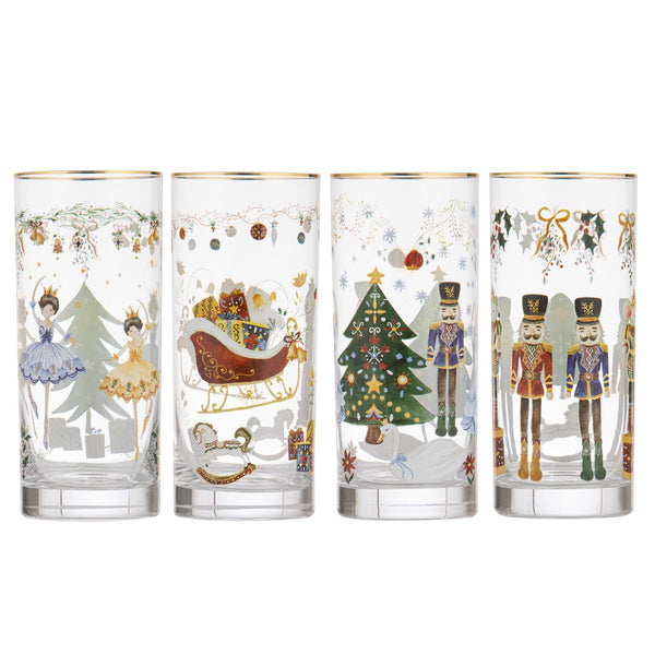 CHRISTMAS WONDERLAND CRYSTAL 4 PACK HIGHBALL TUMBLER