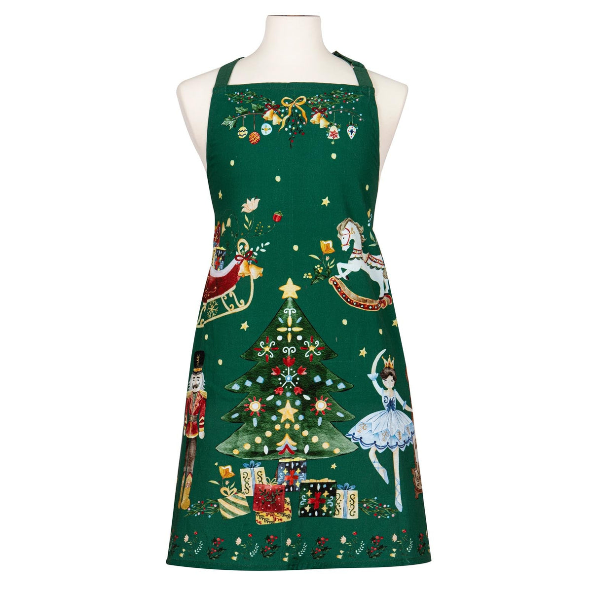 CHRISTMAS WONDERLAND GREEN APRON & OVEN MITT SET 