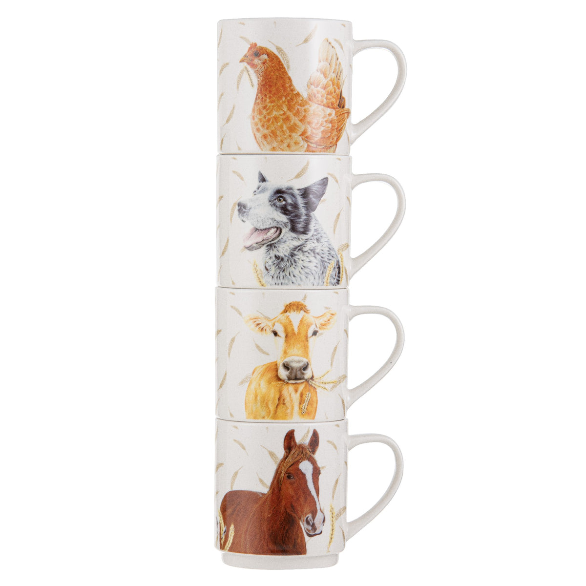 Farmyard Faces 2 Stackable 4pk Mugs