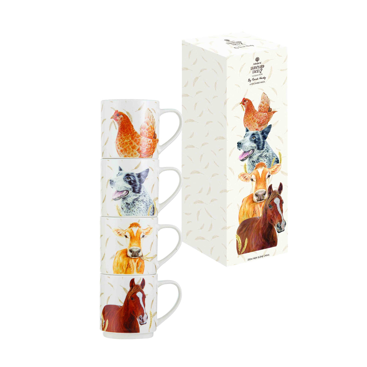 Farmyard Faces 2 Stackable 4pk Mugs