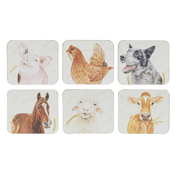 Farmyard Faces 2 6pk Coaster