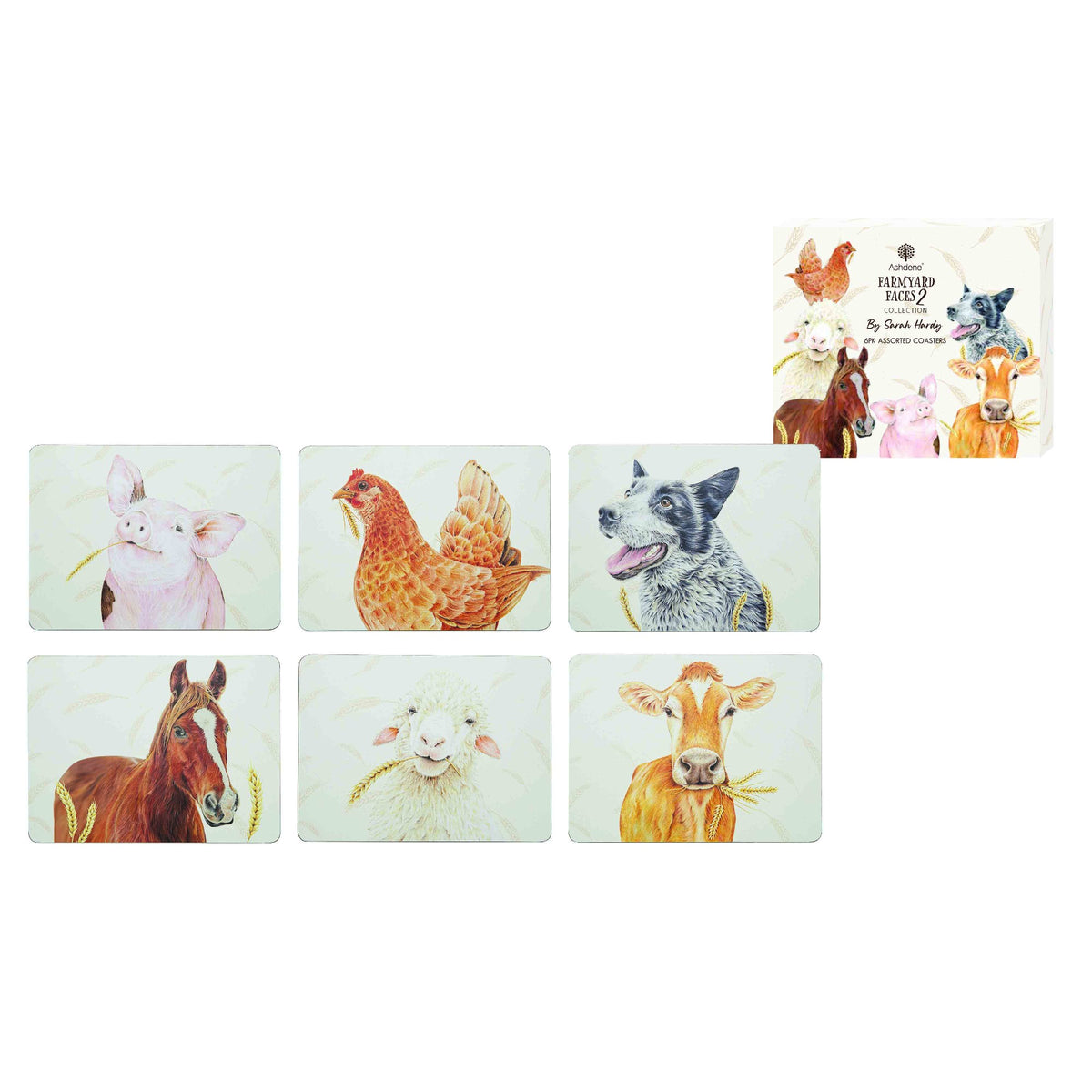 Farmyard Faces 2 6pk Coaster