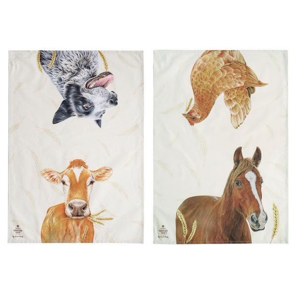 Farmyard Faces 2 2pk Kitchen Teatowel
