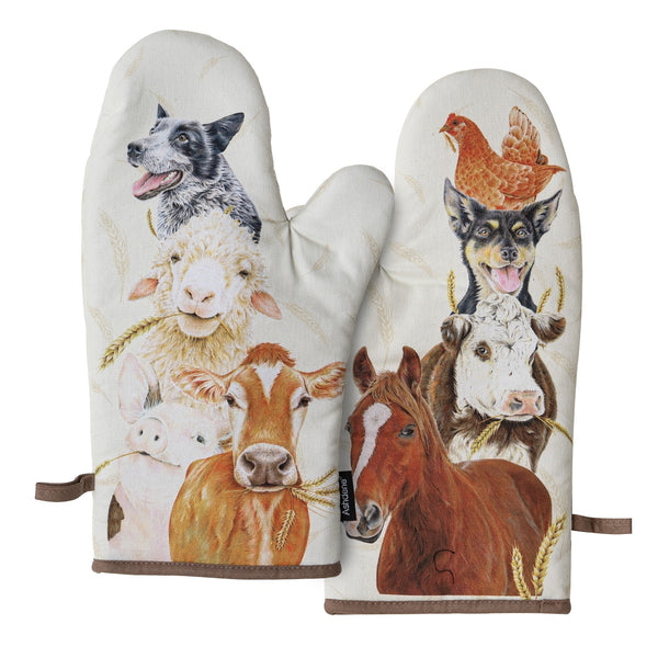 Farmyard Faces 2 2pk Oven Mitt