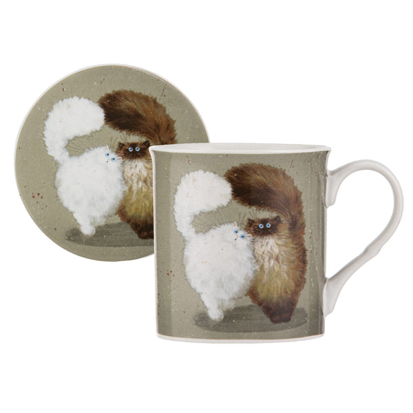 Kim's Cats Double Puff Mug & Coaster Set