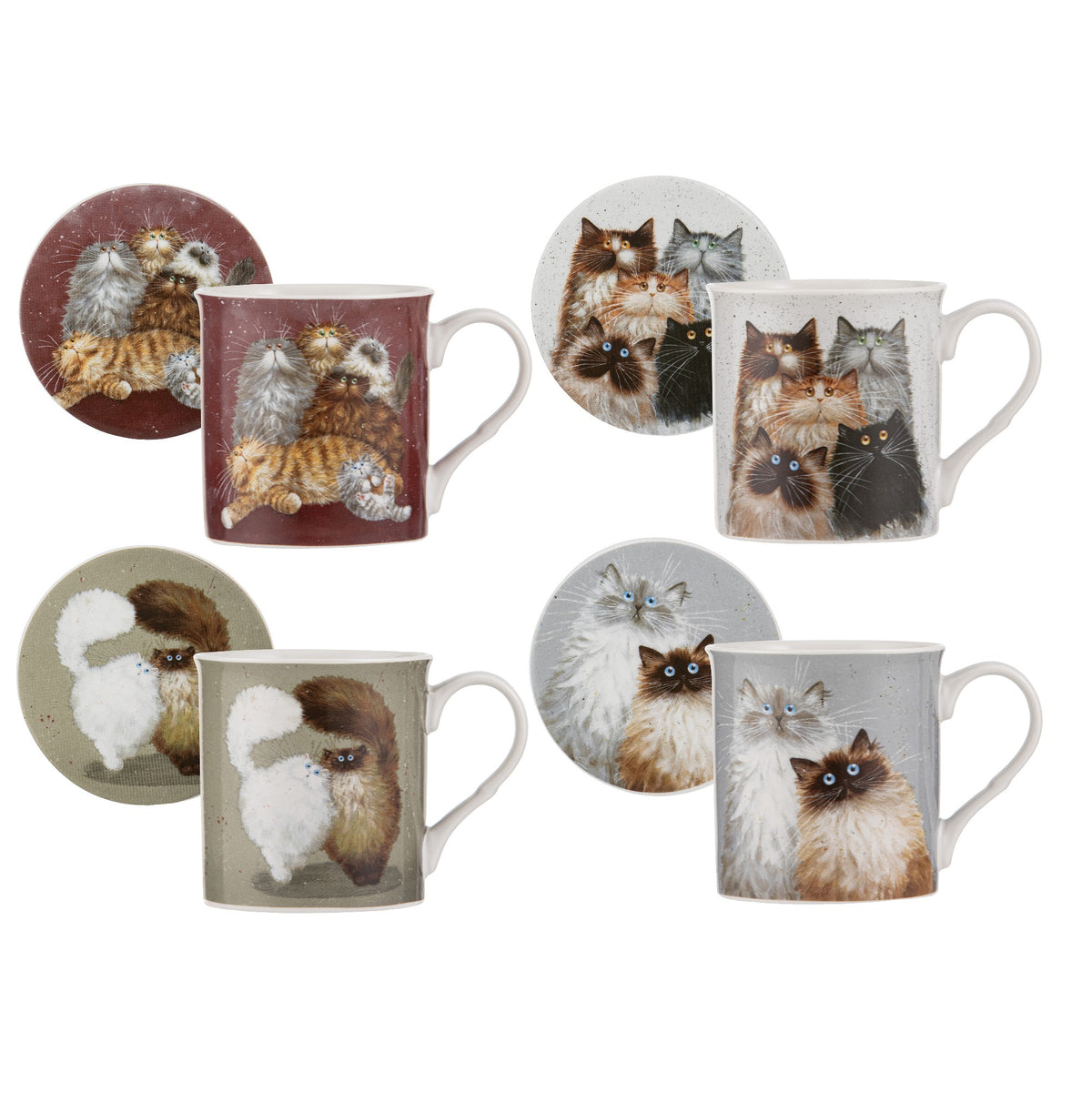 Kim's Cats Double Puff Mug & Coaster Set