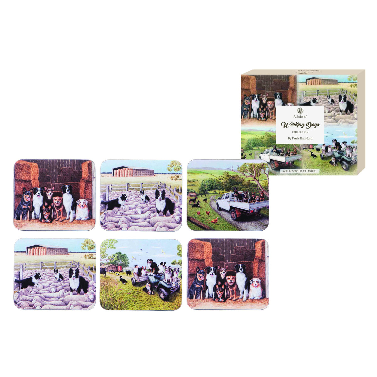 Working Dogs 6pk Coaster