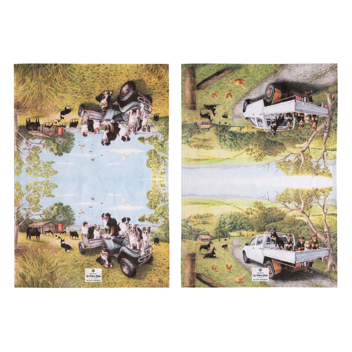 Working Dogs Vehicle 2pk Kitchen Teatowel