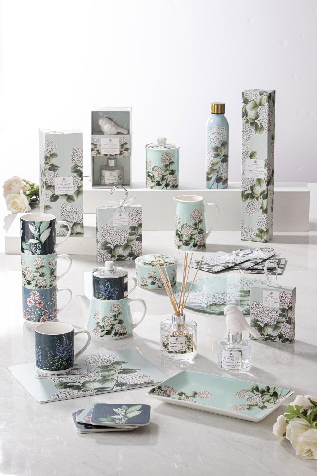 Secret Garden Blue Stackable 4pk Mugs