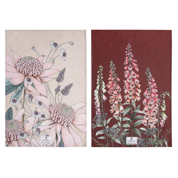 Secret Garden Pink 2pk Kitchen Teatowels