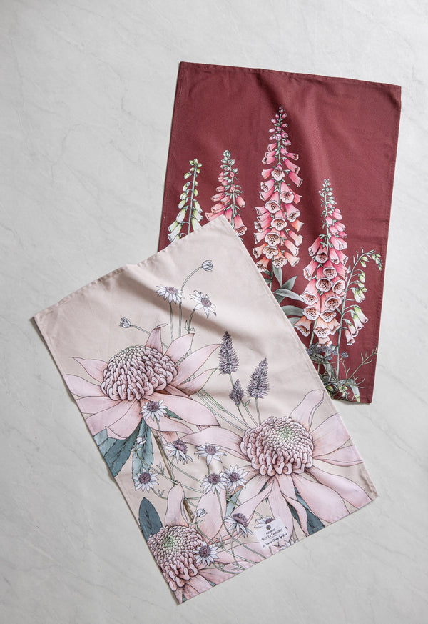 Secret Garden Pink 2pk Kitchen Teatowels