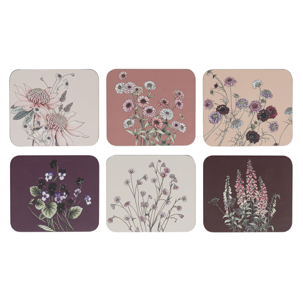 Secret Garden Pink 6pk Coasters 