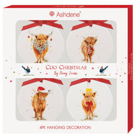 Coo Christmas 4pk Hanging Decorations