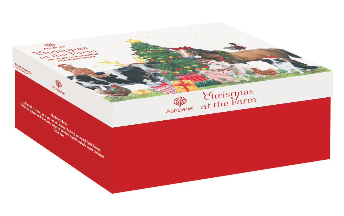 Christmas At The Farm Assorted 4pk Baubles Assorted