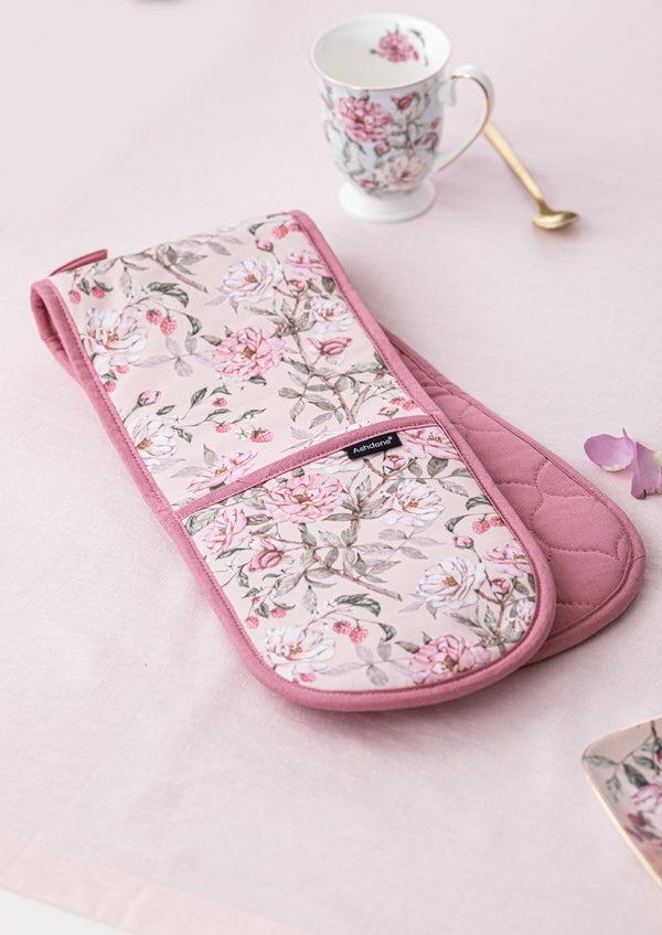 Raspberry Rose Double Oven Mitt