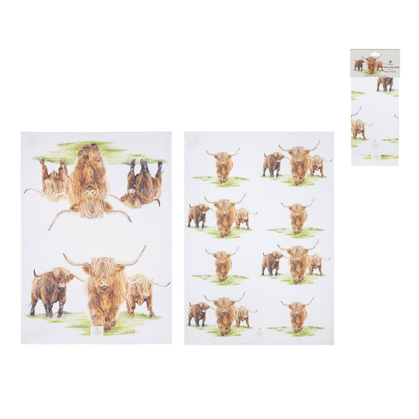 HIGHLAND HERD SET OF 2 TEATOWELS  