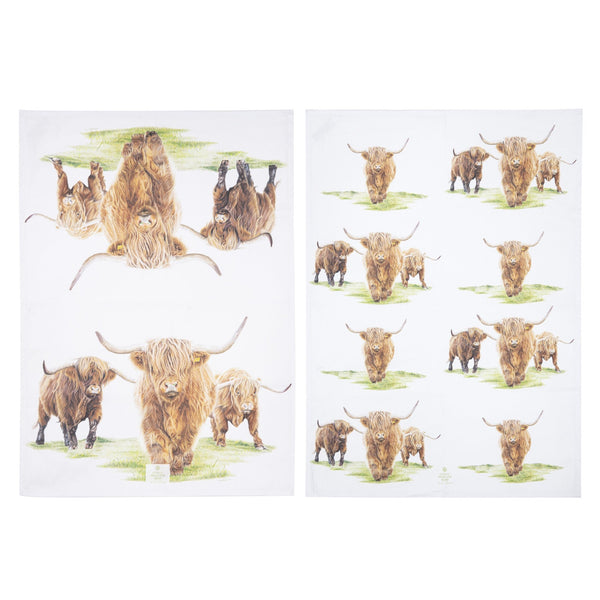 HIGHLAND HERD SET OF 2 TEATOWELS  